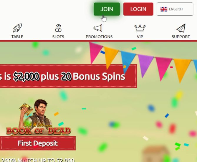 Screenshot depicting the first step of Spin Station Casino's registration process