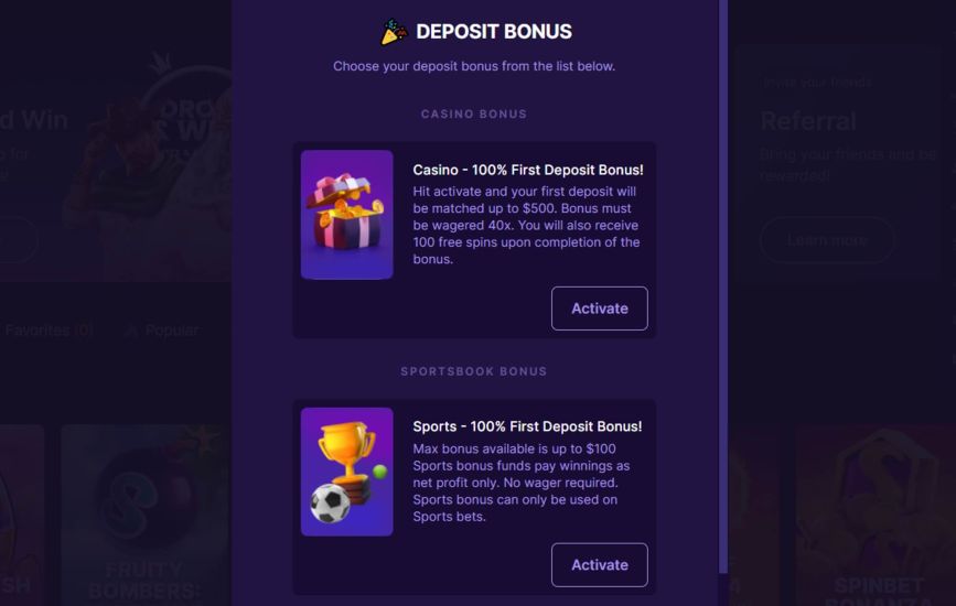 Step 4 of Spinbet Casino Registration