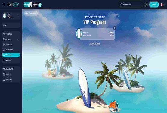 Surfplay casino vip page