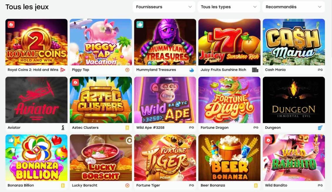Liste des jeux disponibles sur la plateforme Weiss Casino.