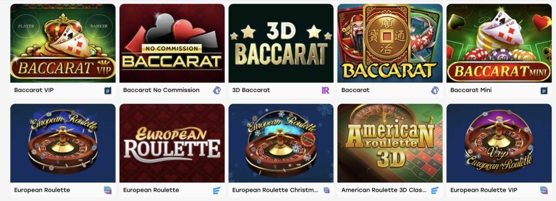 Répertoire des jeux de table sur Weiss Casino.