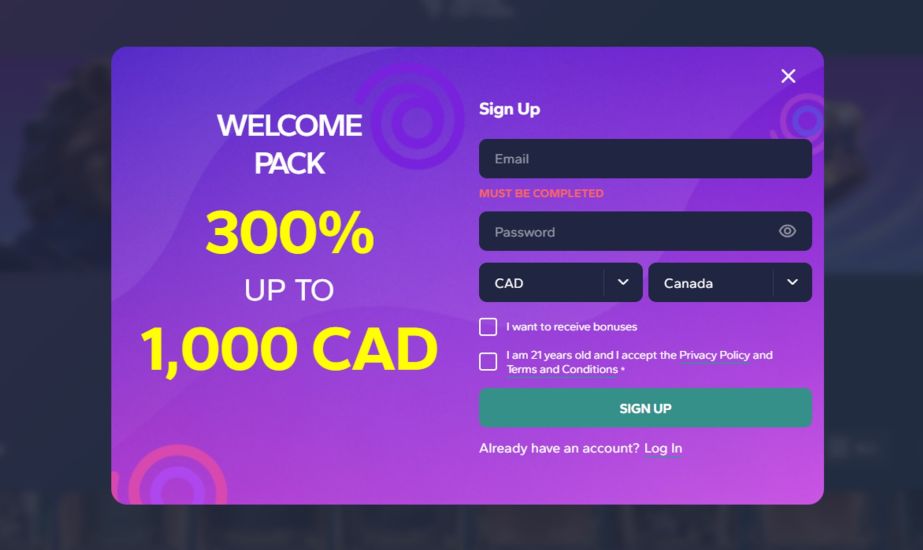 Screenshot showing step 2 of the Wild Tornado Casino registration process