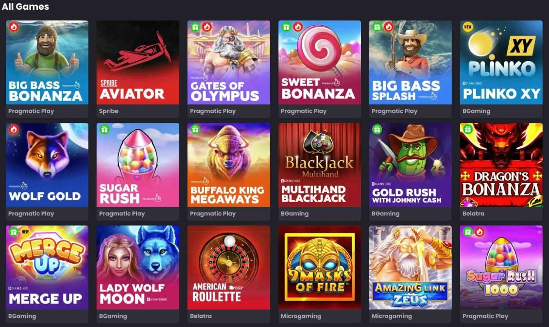 A summary of the game selections available at Asino Casino
