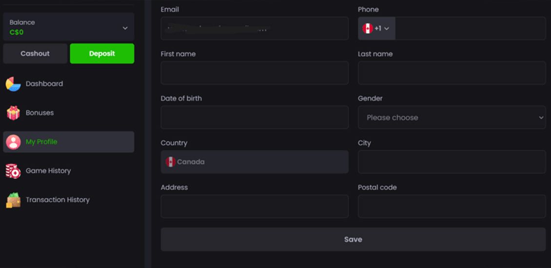 Screenshot of the Asino Casino registration steps - phase 4