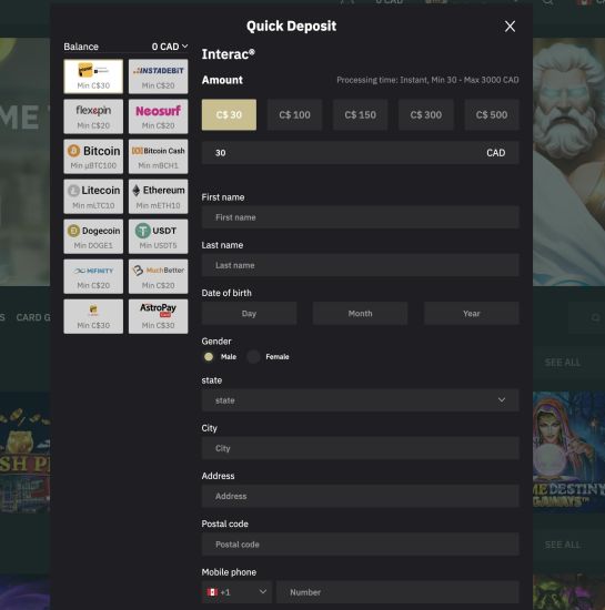 Screenshot showing the third step of the Belabet Casino registration process
