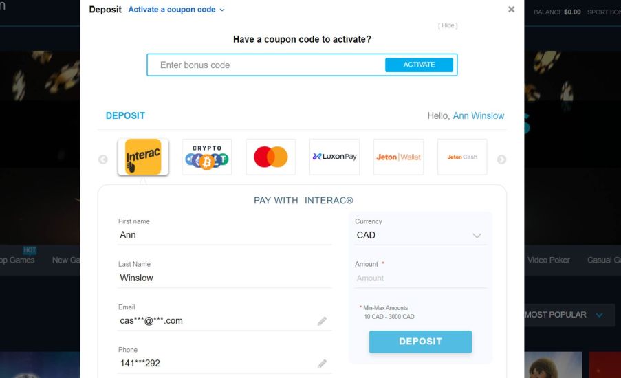 BetGlobal Casino - Step 4 of the registration process