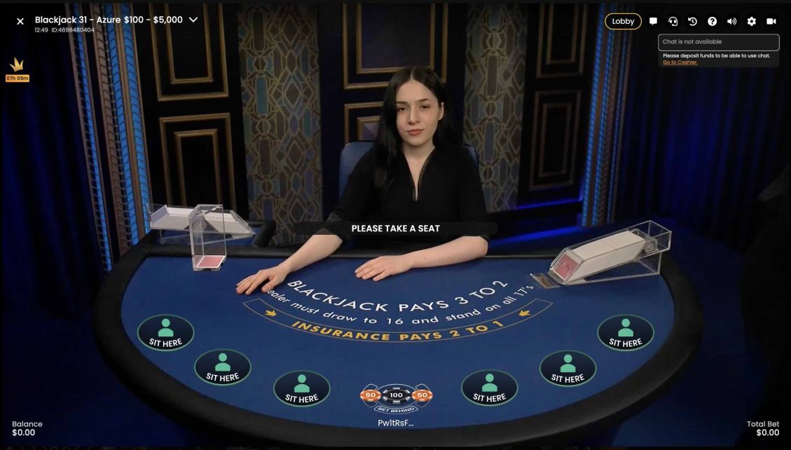 Live Blackjack options at Bluffbet Casino.