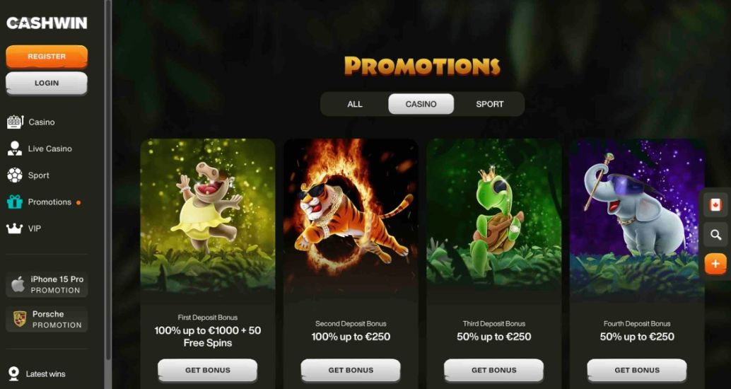 Promotional page preview at CashWin Casino