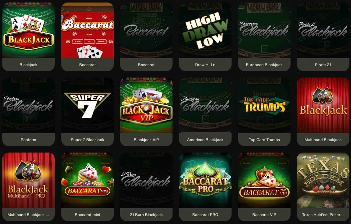 Répertoire des jeux de table sur CashWin Casino