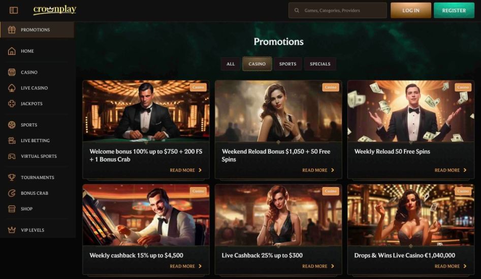 Image of the promotion page for Crownplay Casino
