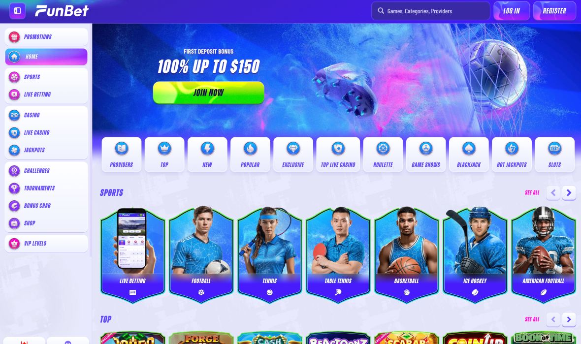 Funbet casino main page
