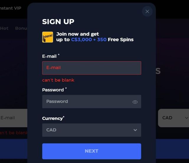 Image of the Gioo Casino registration process - step 3