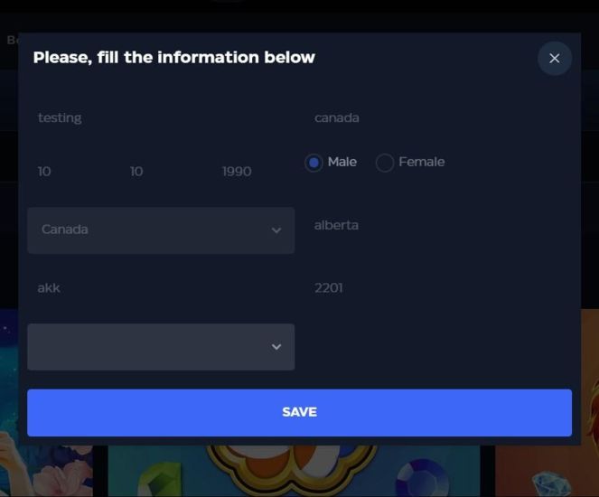 Image of the Gioo Casino registration process - step 5