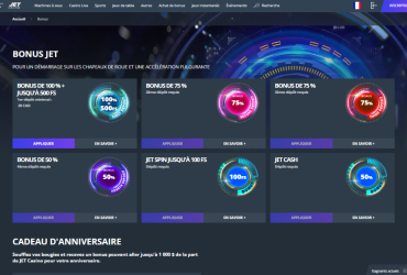 Jet Casino – bonus et promotions