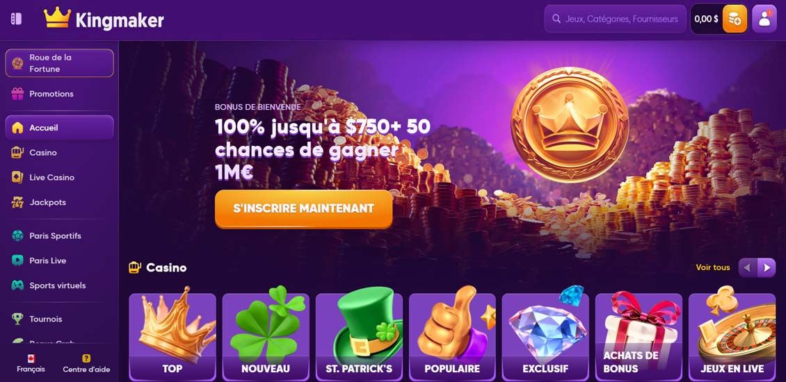 Étape 4 du processus d'inscription au Kingmaker Casino