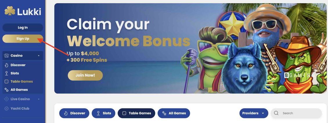 Visual of Lukki Casino registration steps - phase 1