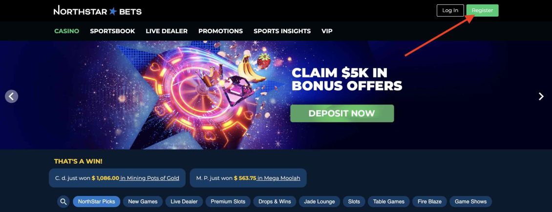 Step 1 in the registration process at NorthStar Casino