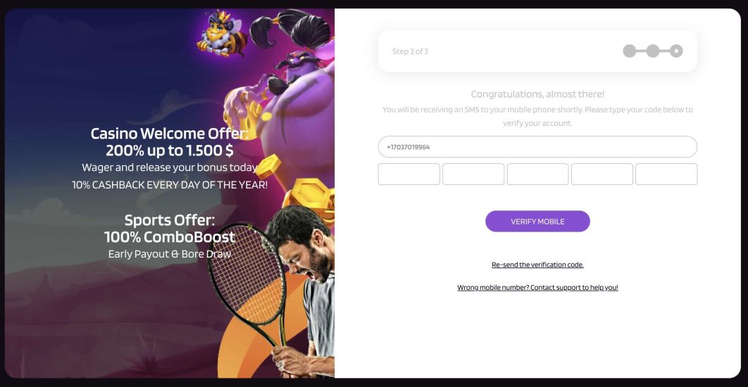 Screenshot showcasing the Punterz Casino registration process - step 4