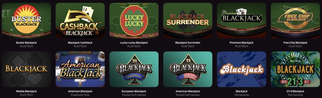 Compilation of table games offered at Punterz Casino