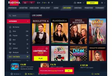 Rabona casino live casino page