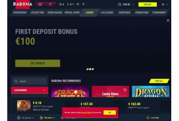 Rabona casino lobby page