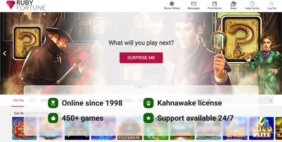 Image highlighting essential information about Ruby Fortune Casino