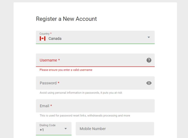 Screenshot illustrating the third step of the Ruby Fortune Casino registration process