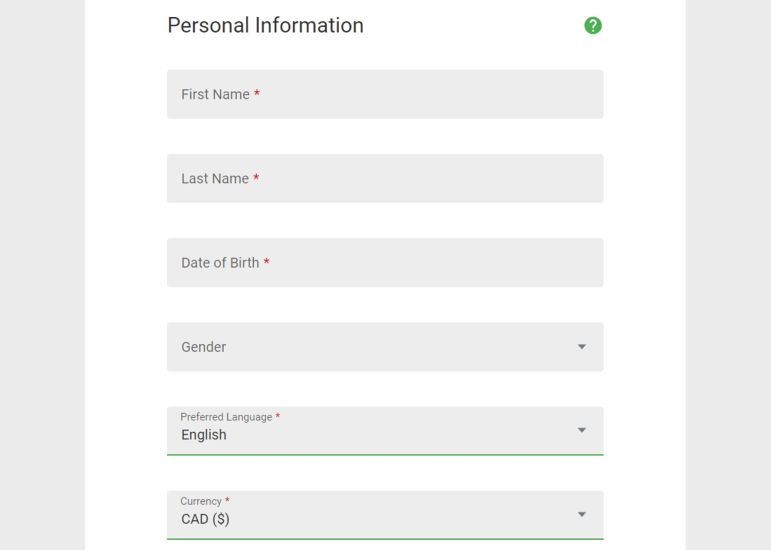 Screenshot depicting the fourth step during the Ruby Fortune Casino registration