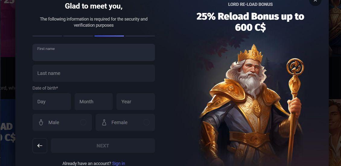 Step 4 of the Slotlords Casino registration process