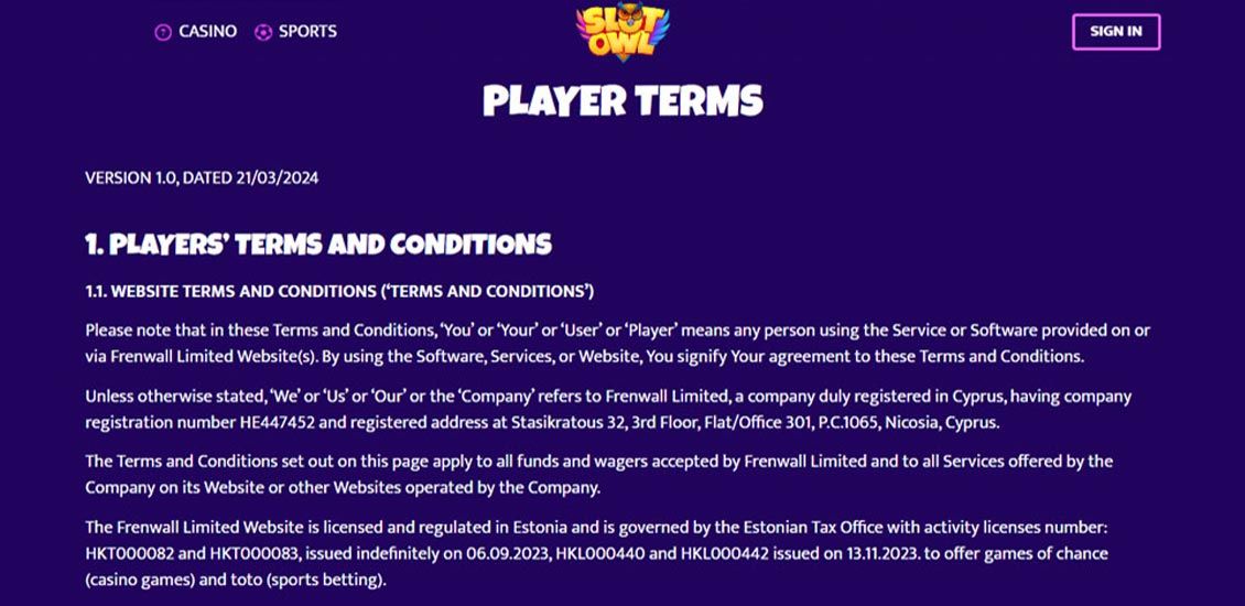 Screenshot of Slotowl Casino Slots