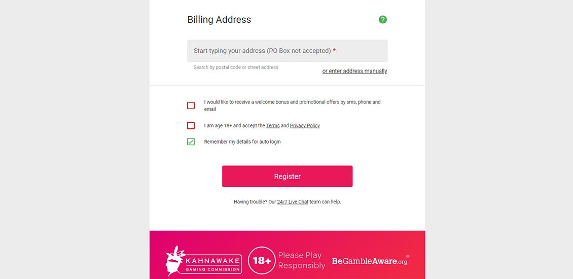 Spin Casino registration process step 5