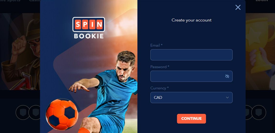 Step 2 of the Spinbookie Casino Registration Process