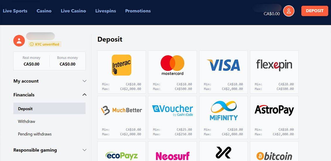 Step 4 of the Spinbookie Casino Registration Process