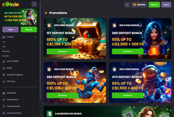 Spinline casino promotions page