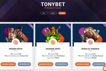 TonyBet casino - page promotionnelle