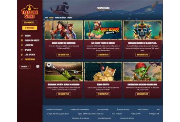 TreasureSpins - Page promotionnelle
