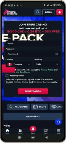 By  <strong>registering for an account</strong>  at Trips online casino and following these  <strong>registration steps</strong> , you unlock all these rewards and can enhance your profile with increased activity: