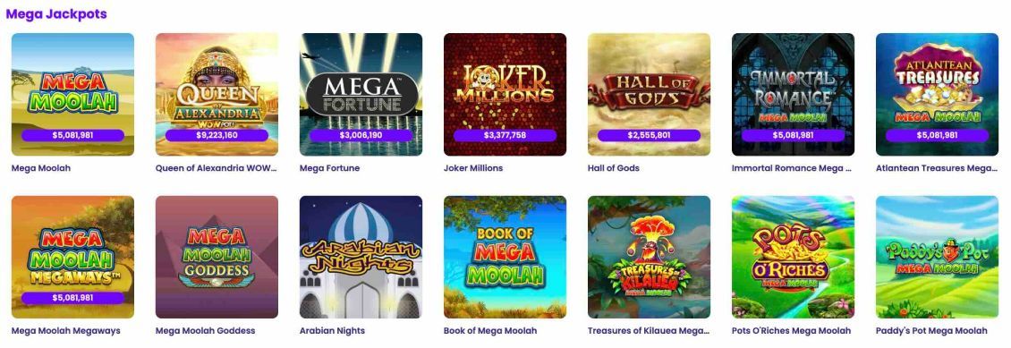 List of jackpot slots at Wildz casino