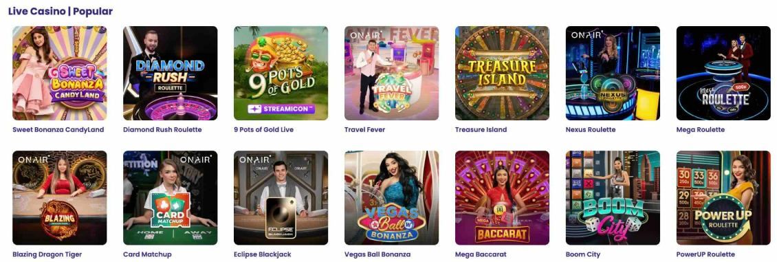 List of live games at Wildz casino