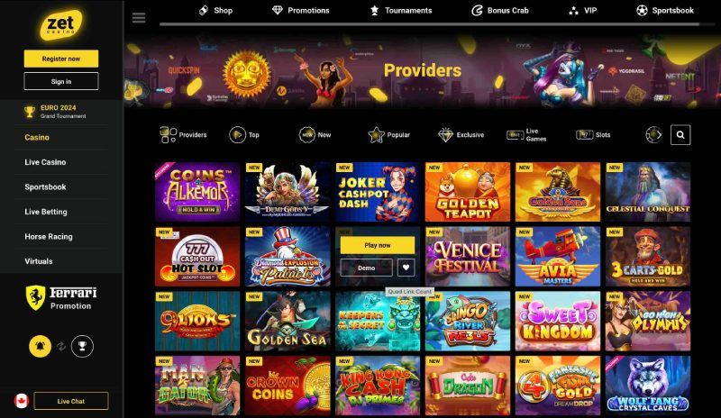 Zet Casino games