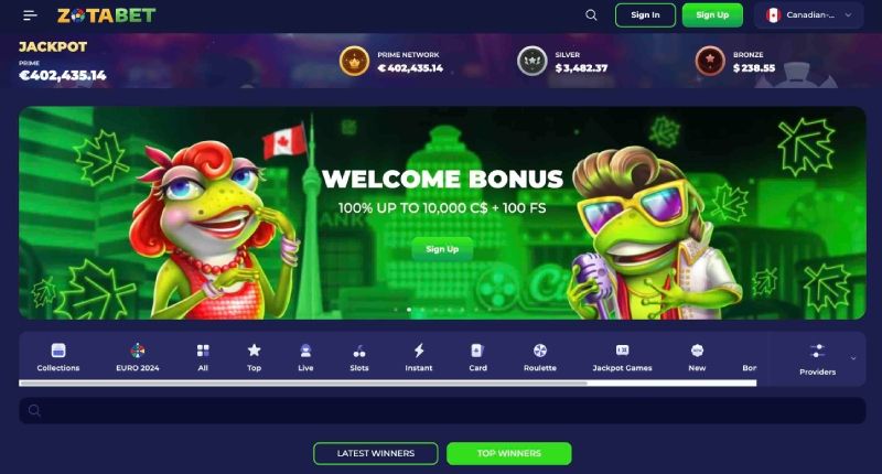 Zotabet Casino main page
