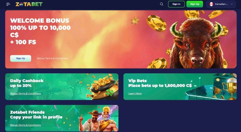 Zotabet Casino promotion page