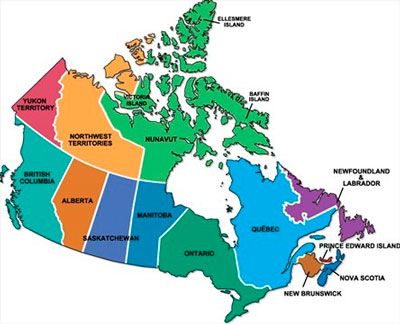 Canada carte territoires