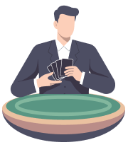 Homme engagé dans une partie de cartes dans un casino.