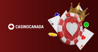Graphic featuring cards and casino chips adorned with the Casino Canada emblem