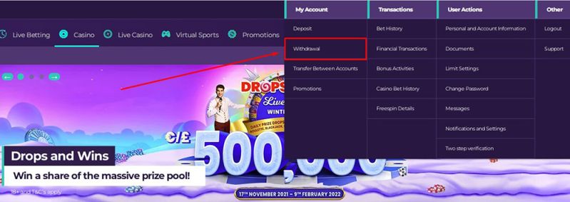 Retrait avec Astropay Étape 2