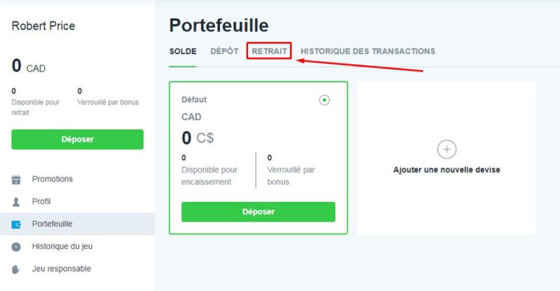 Retrait avec Bitcoin étape 3