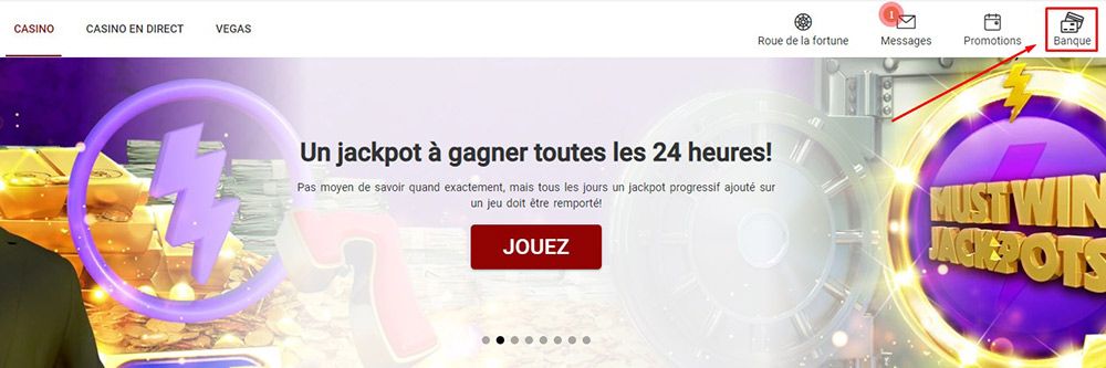 Allez jusqu'à la section de la caisse