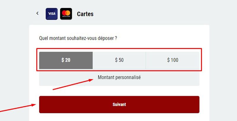 Indiquez le montant d'argent