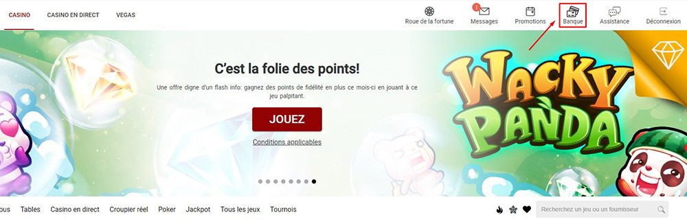 Connecté au casino